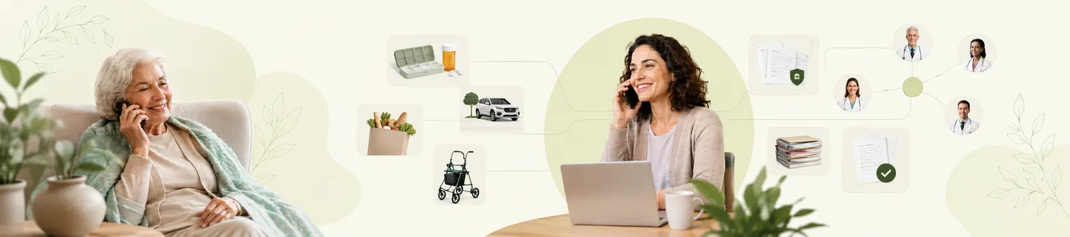 A Careway advocate on the phone, connecting a patient to medications, transportation, groceries, paperwork, and a network of physicians.