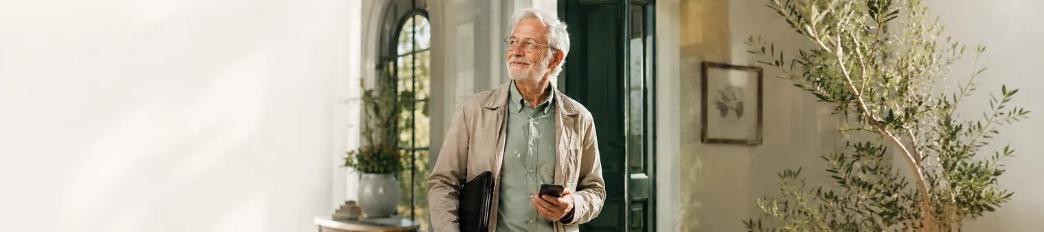 A patient stepping outside, supported by completed errands and a direct line to his advocate.